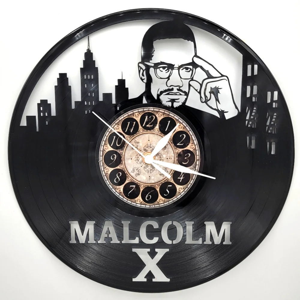 MALCOLM X vinyl record clock